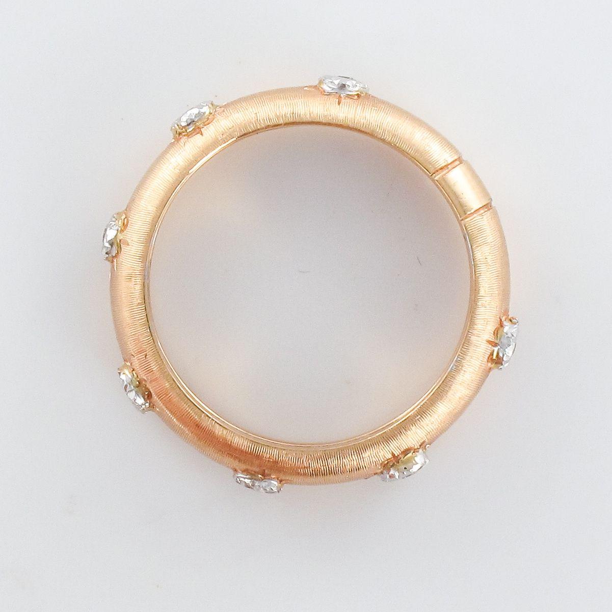 New Diamond 18 Karat Satin Rose Gold Band Ring For Sale 7