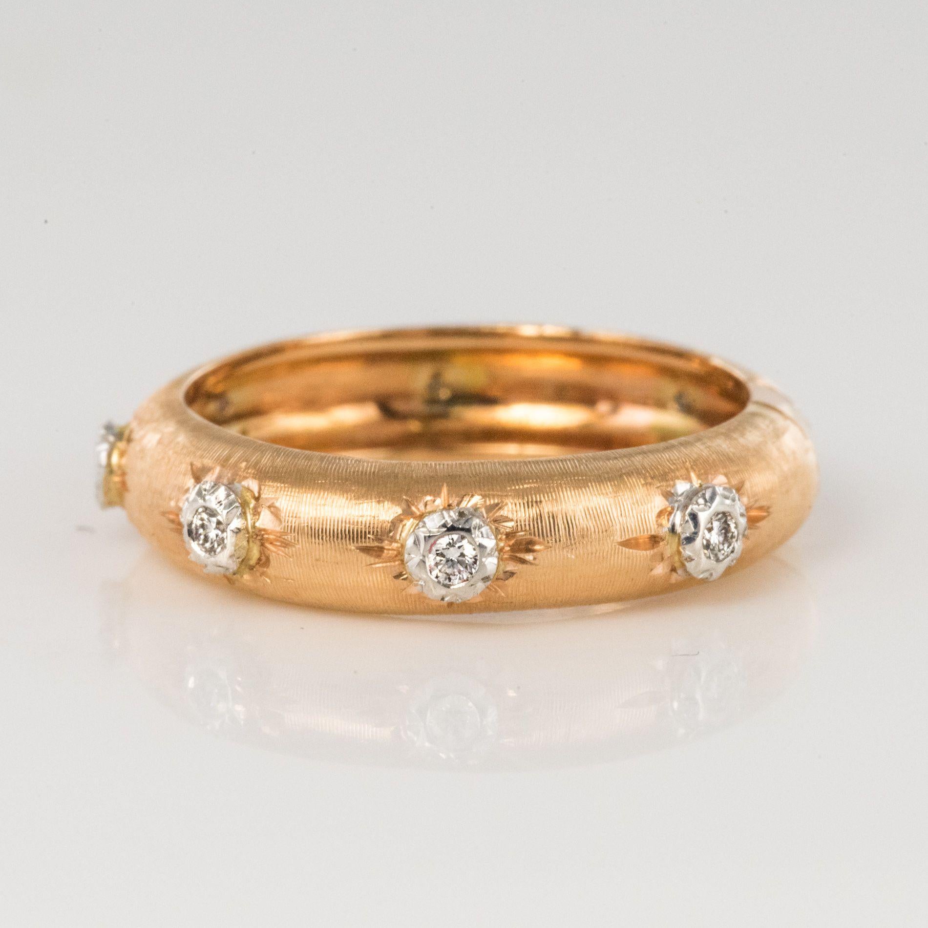 Modern New Diamond 18 Karat Satin Rose Gold Band Ring For Sale