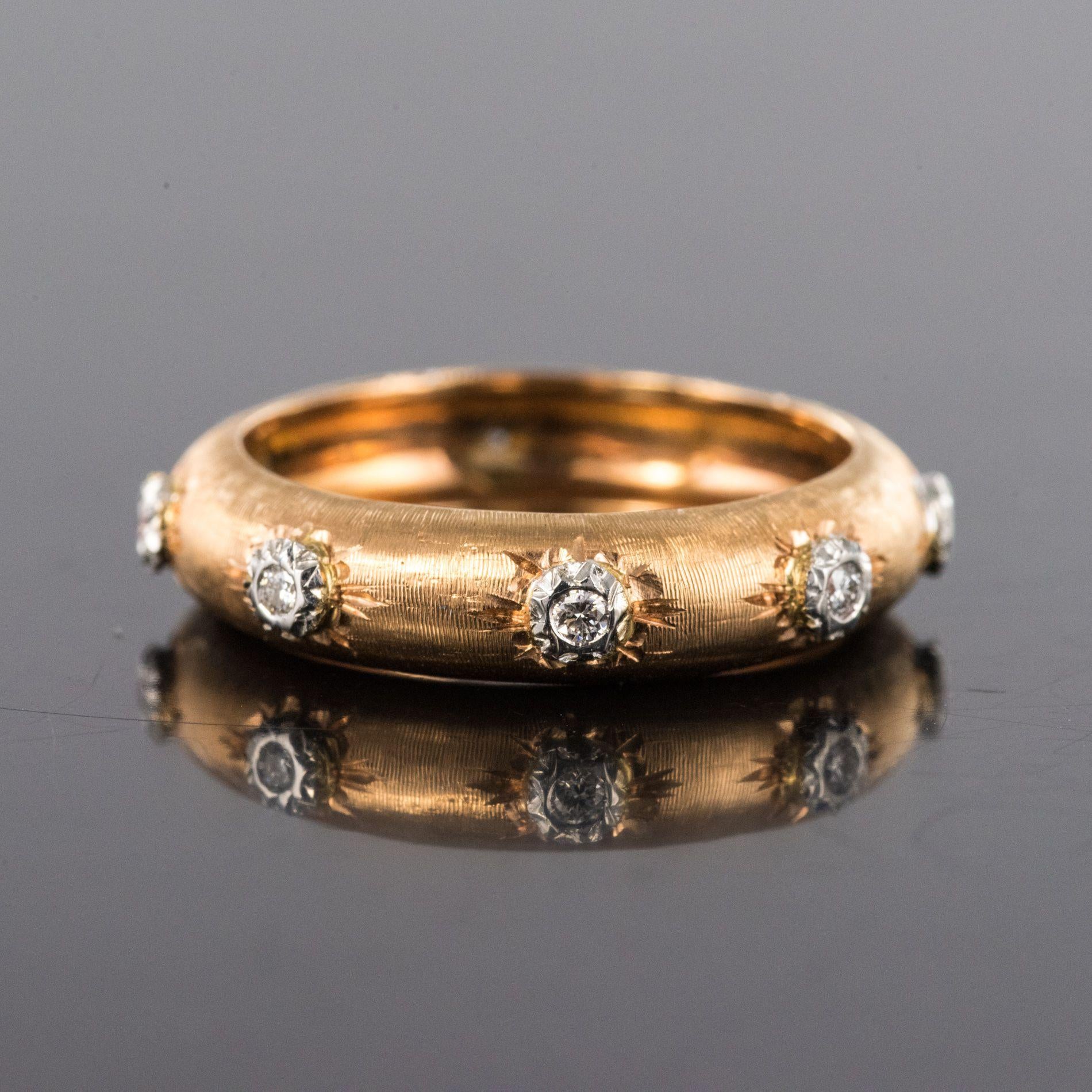 New Diamond 18 Karat Satin Rose Gold Band Ring In New Condition For Sale In Poitiers, FR