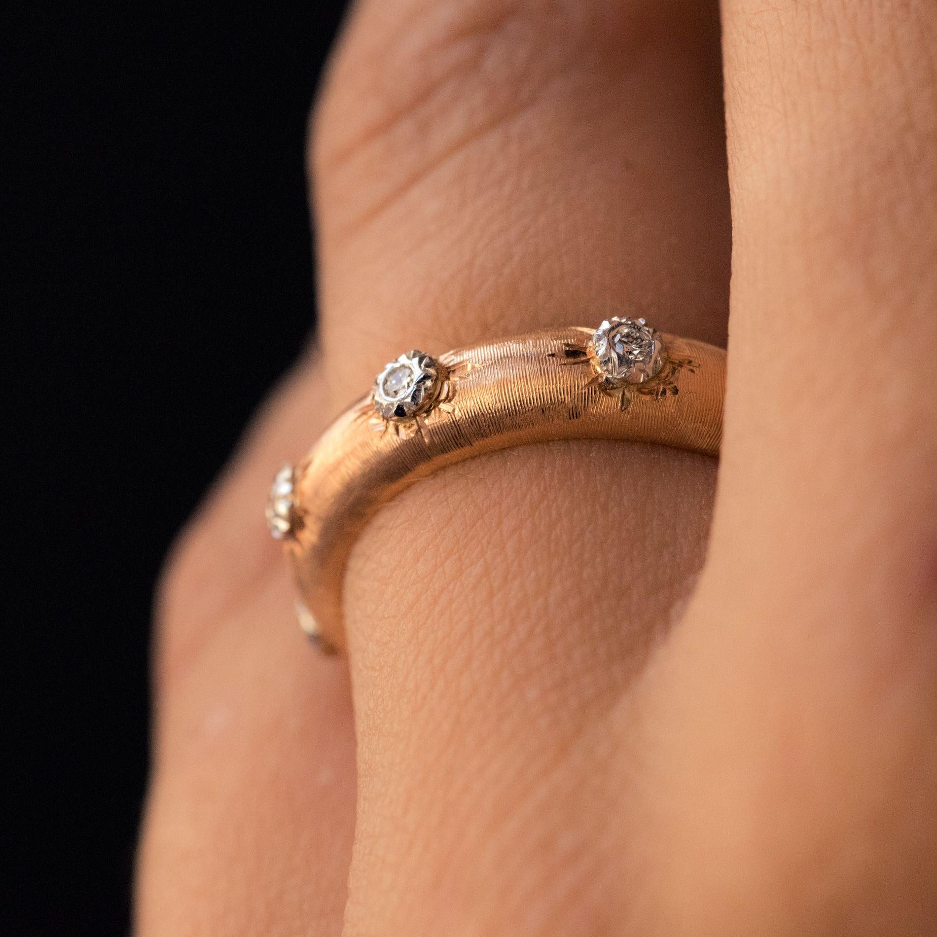 Women's New Diamond 18 Karat Satin Rose Gold Band Ring For Sale