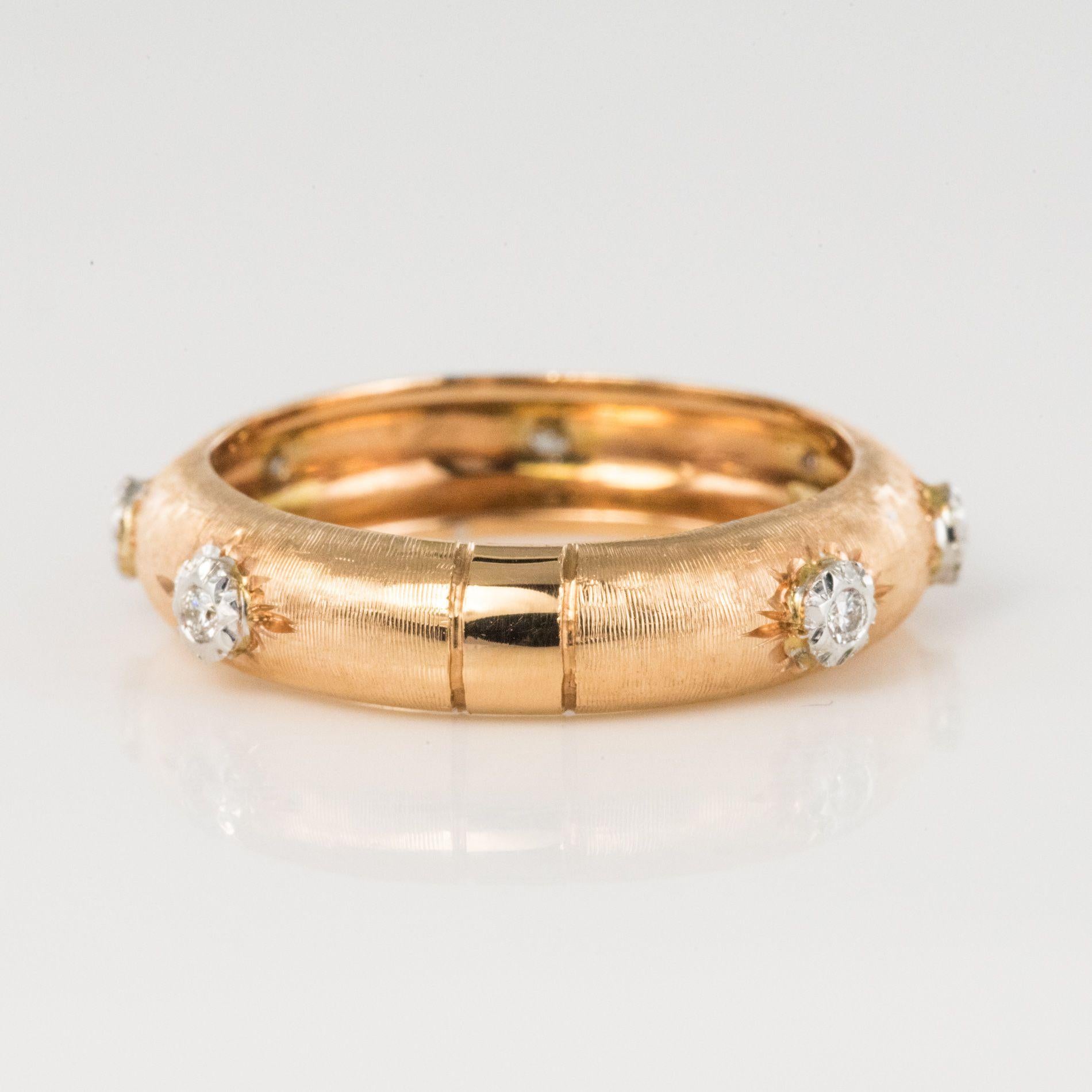 New Diamond 18 Karat Satin Rose Gold Band Ring For Sale 1