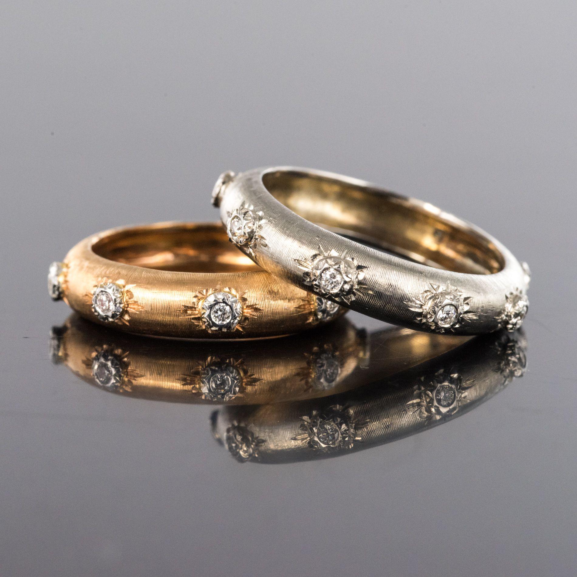 New Diamond 18 Karat Satin Rose Gold Band Ring For Sale 3