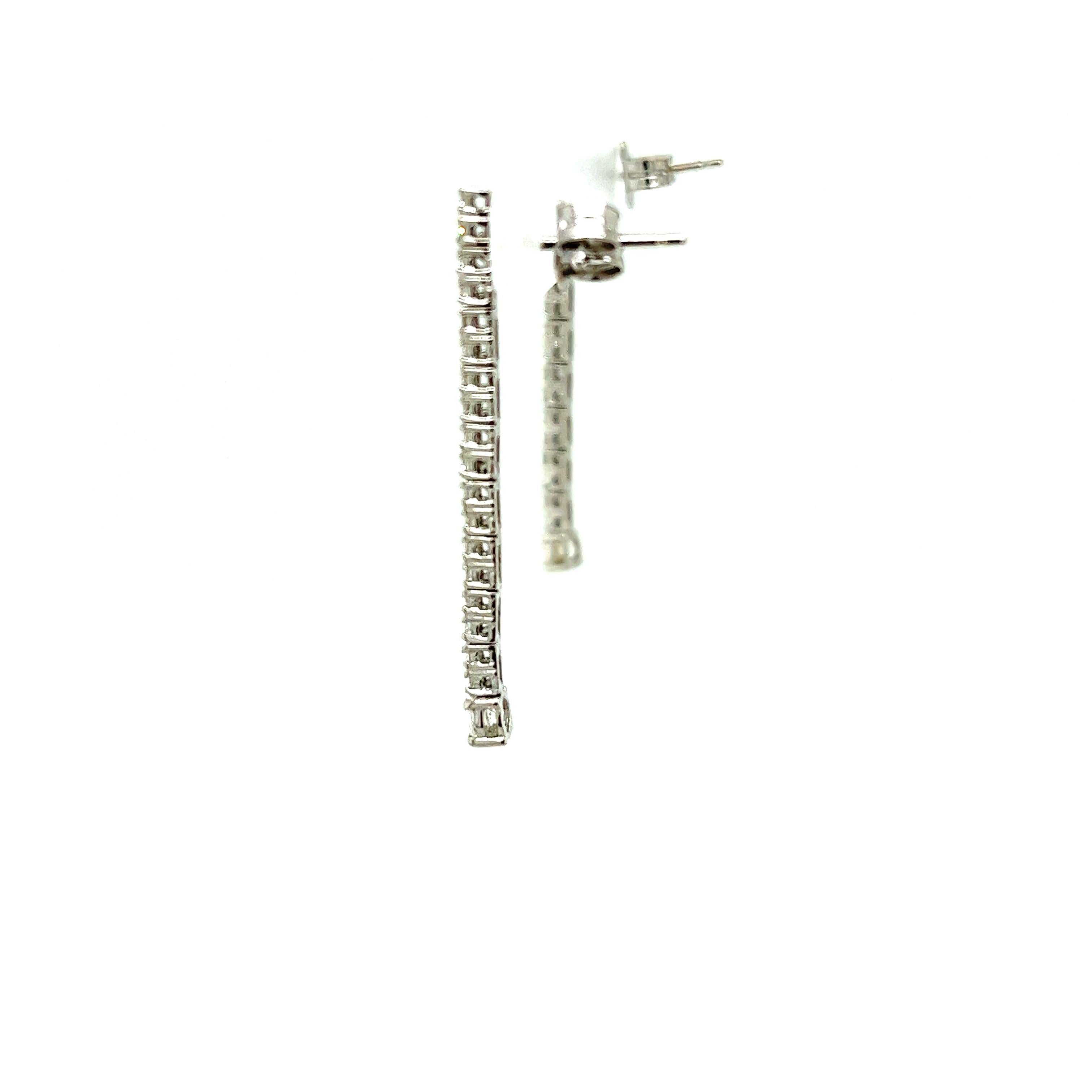 New Diamond Tennis Earrings Set with 0.56ct of Diamonds in 18ct White Gold In New Condition For Sale In London, GB