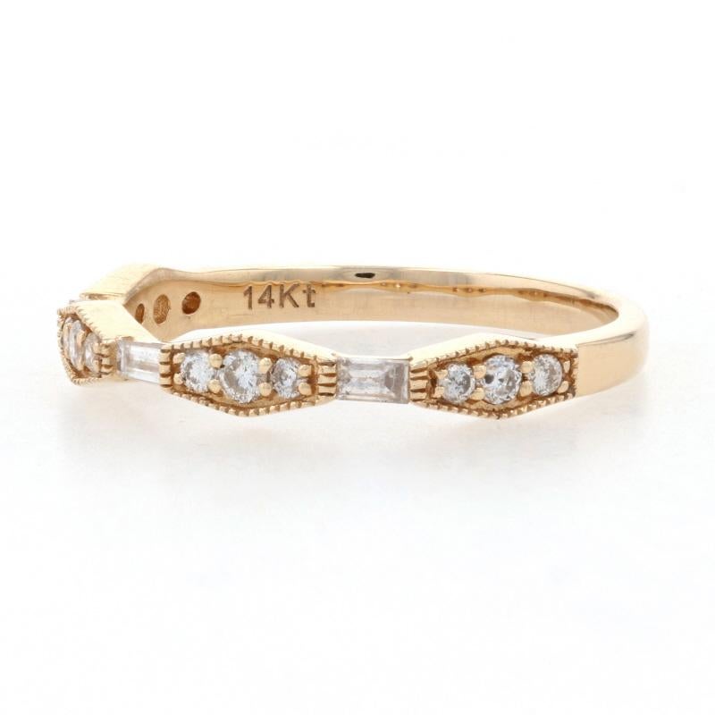 Round Cut New Diamond Wedding Band, 14k Gold Ring Baguette & Round Brilliant .34ctw