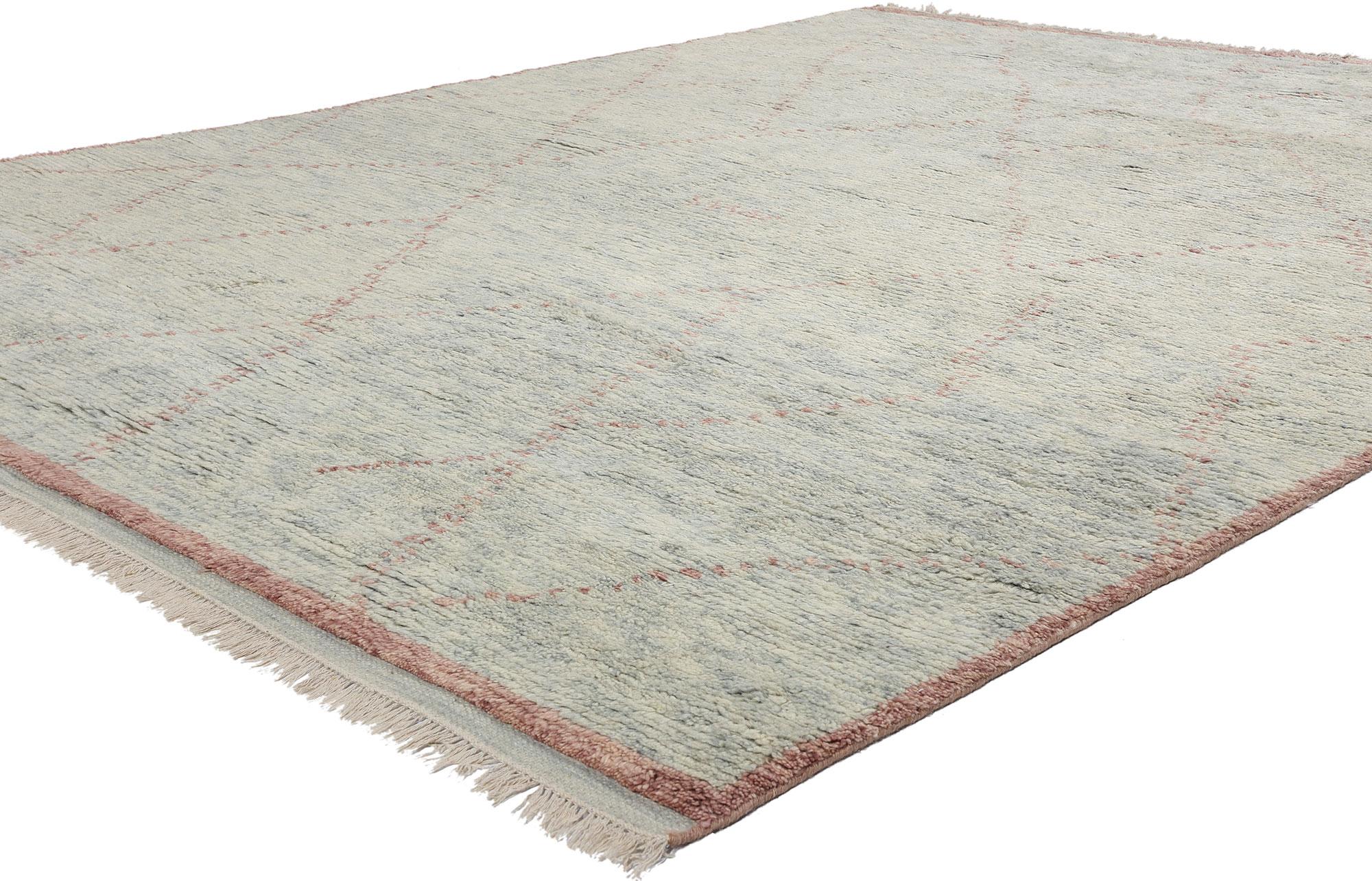 31288 Tappeto marocchino moderno Blush Diamond Whisper, 08'00 x 10'06. Ti presentiamo lo squisito tappeto marocchino Blush Diamond Whisper Modern, una miscela magistrale di artigianato tradizionale e design contemporaneo. Questo tappeto marocchino