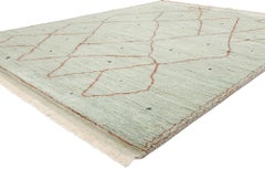New Diamonds Contemporary Light Green Moroccan Area Rug