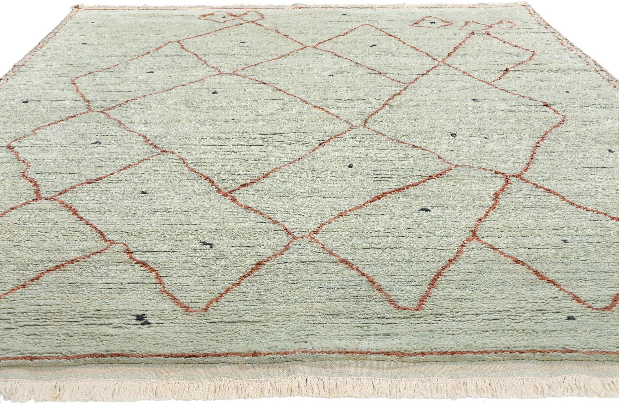 Alfombra marroquí contemporánea verde claro New Diamonds Bohemio en venta