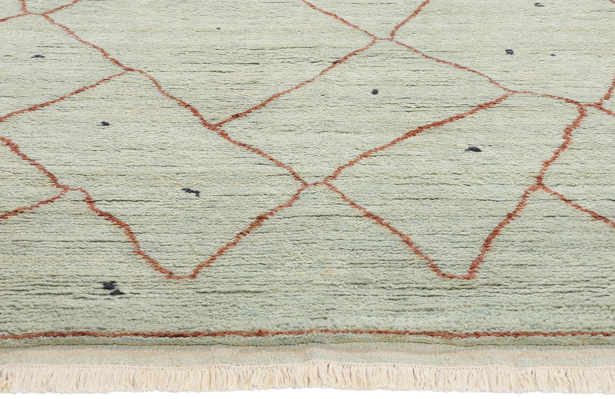 Alfombra marroquí contemporánea verde claro New Diamonds Indio en venta