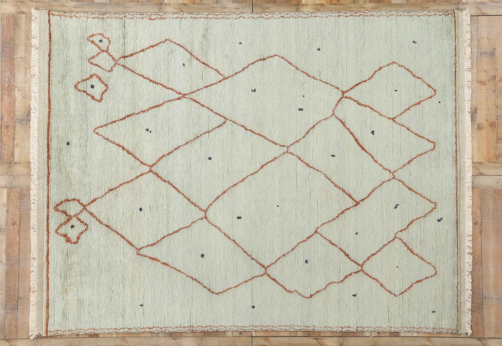 Alfombra marroquí contemporánea verde claro New Diamonds en venta 1