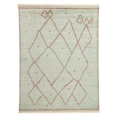 New Diamonds Contemporary Light Green Moroccan Area Rug