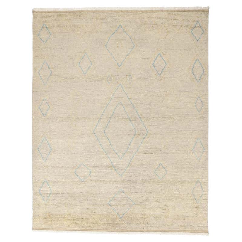 New Grey Diamonds Contemporary Moroccan Area Rug For Sale at 1stDibs