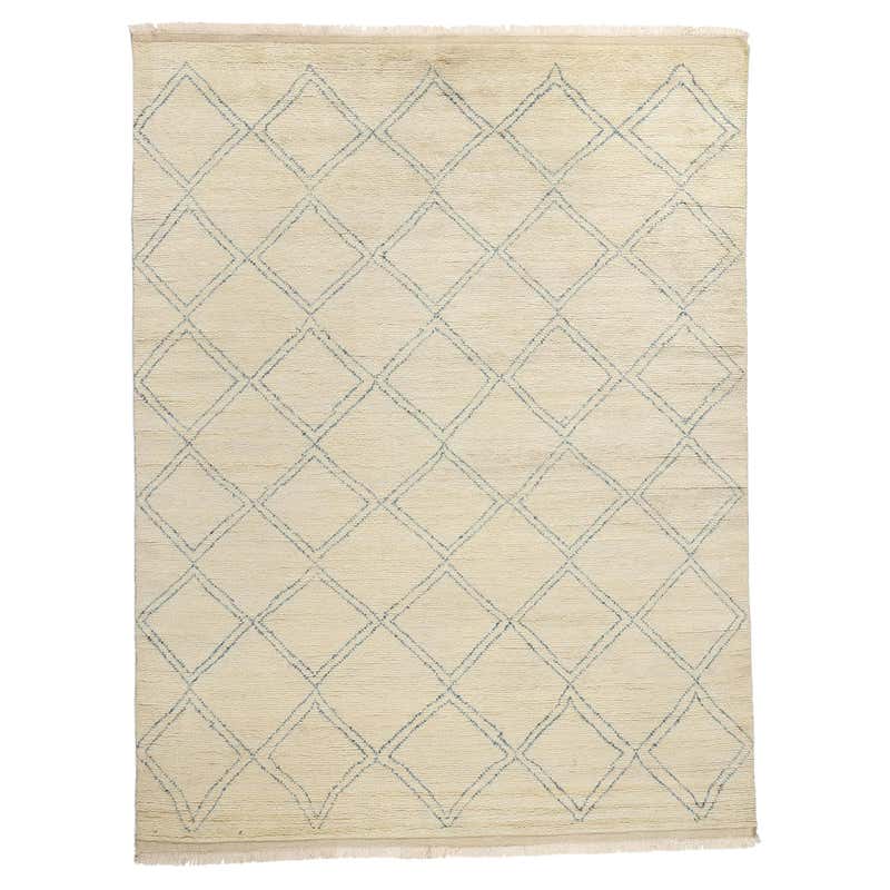 New Grey Diamonds Contemporary Moroccan Area Rug For Sale at 1stDibs