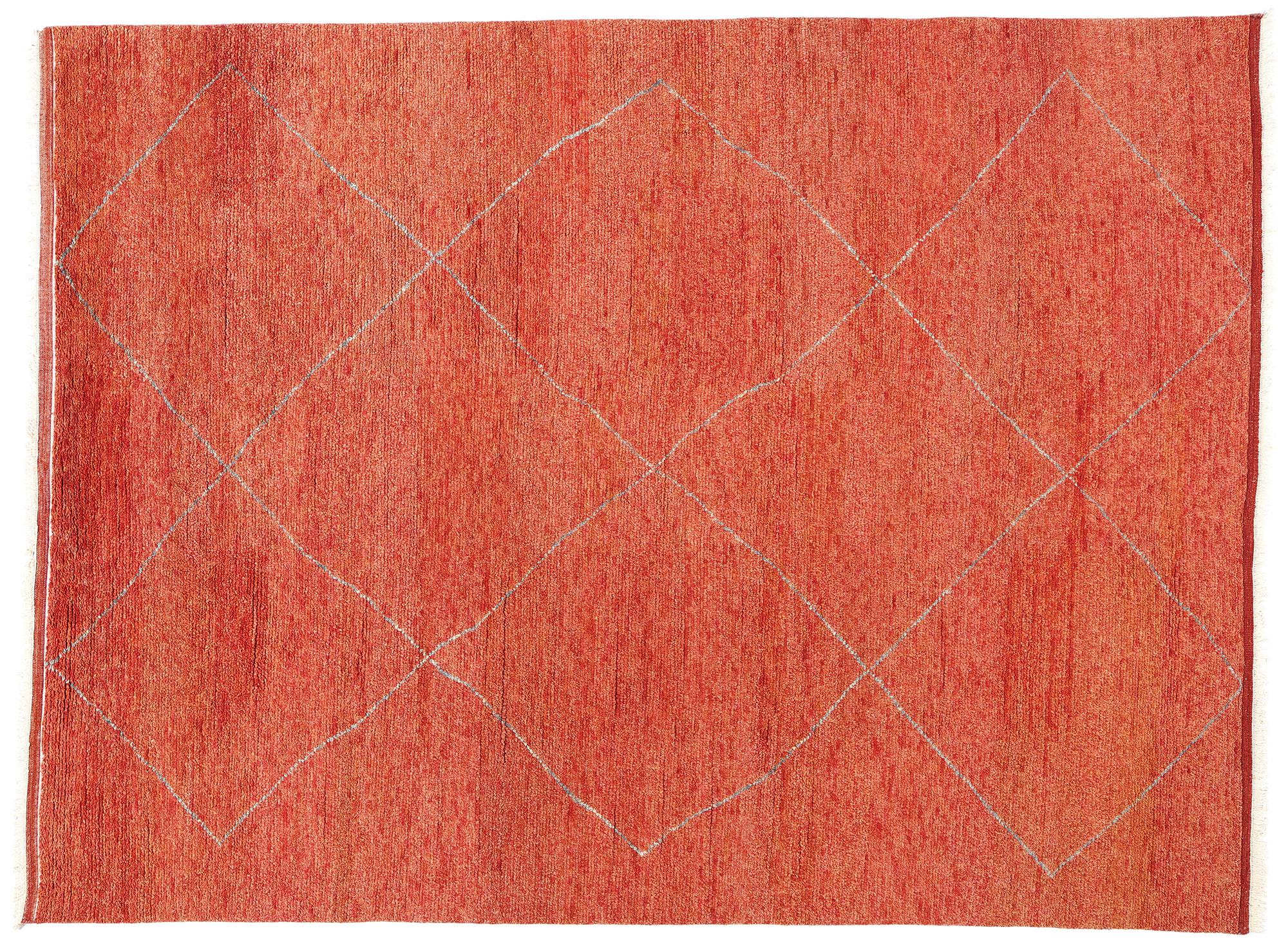 New Diamonds Contemporary Red Moroccan Area Rug For Sale 3