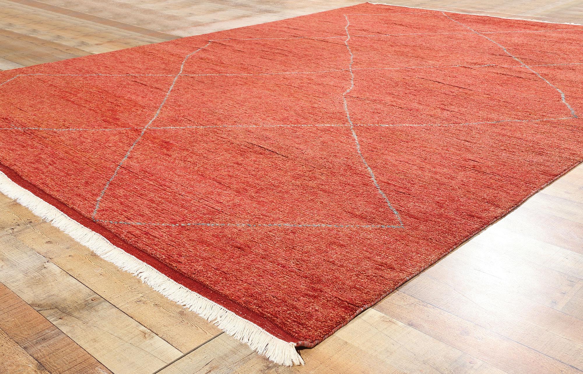Wool New Diamonds Contemporary Red Moroccan Area Rug For Sale