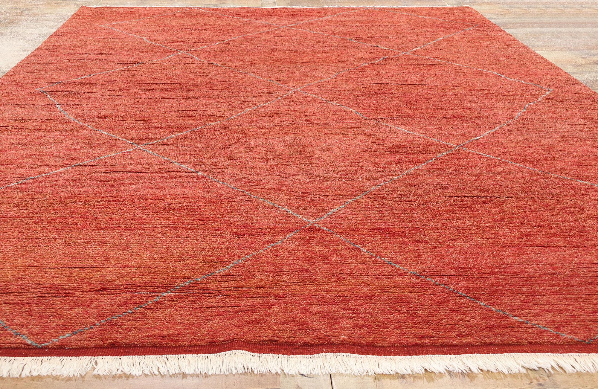 New Diamonds Contemporary Red Moroccan Area Rug For Sale 1