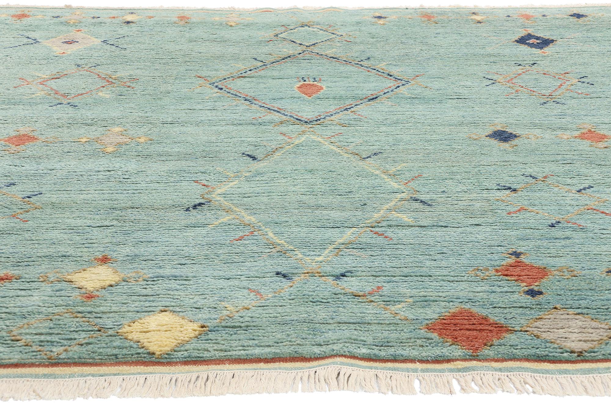 Bohémien Tappeto marocchino New Diamonds Contemporary Sky Blue in vendita