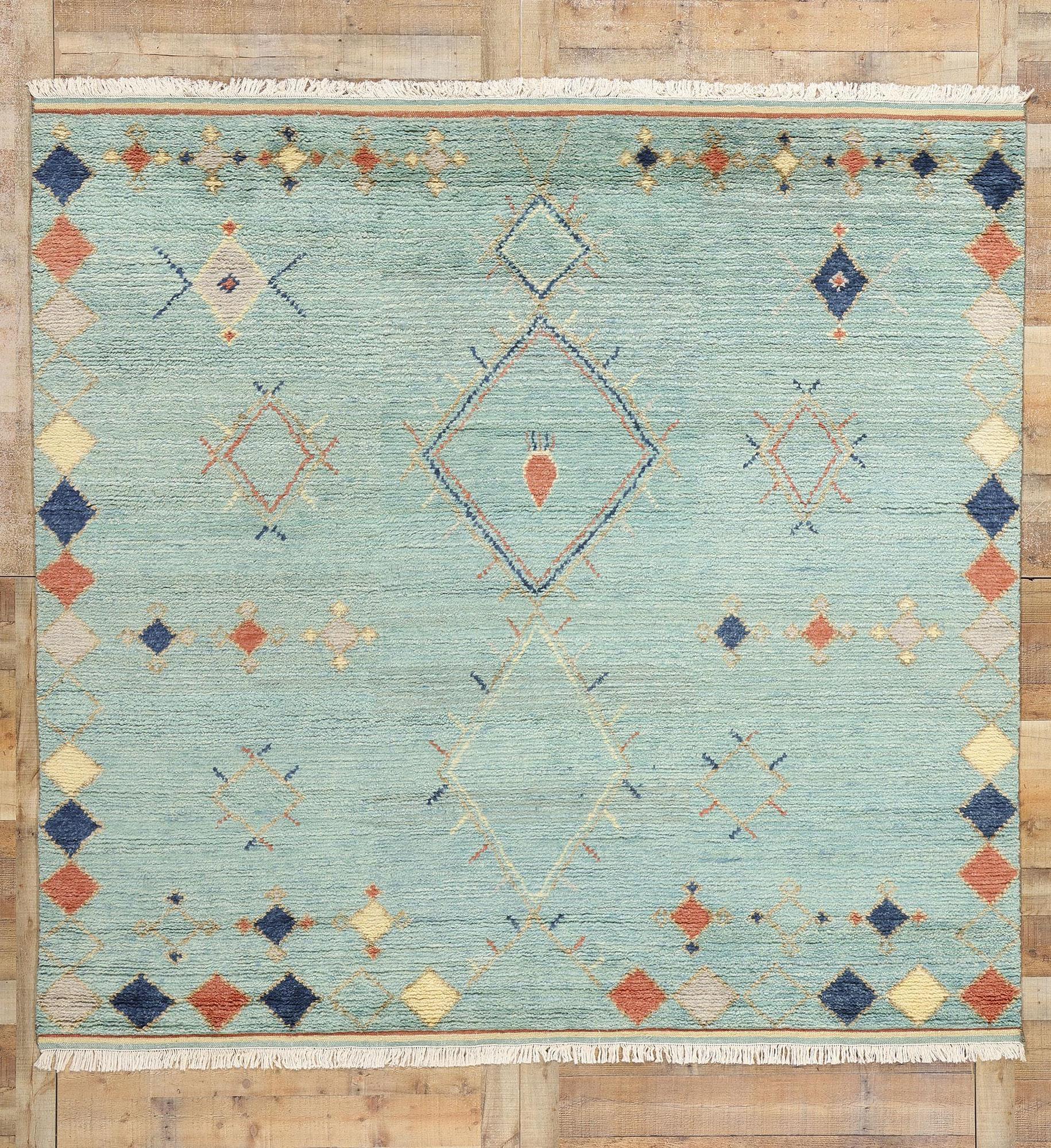 Tappeto marocchino New Diamonds Contemporary Sky Blue in vendita 1