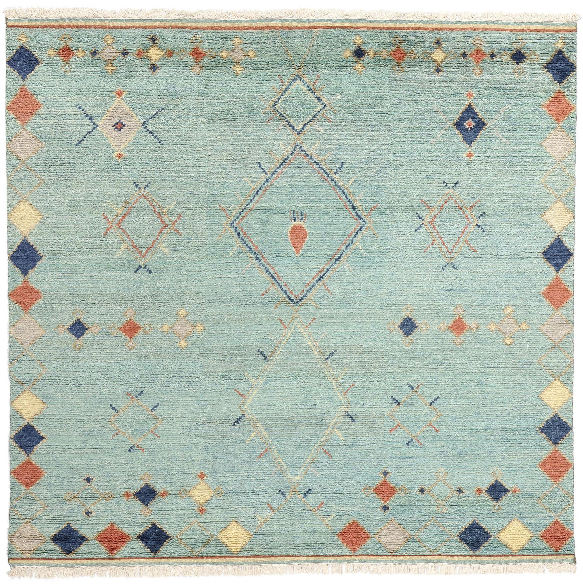 New Diamonds Contemporary Sky Blue Moroccan Area Rug