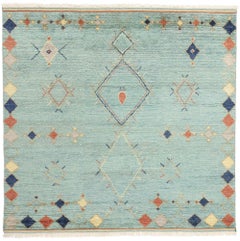 New Diamonds Contemporary Sky Blue Moroccan Area Rug