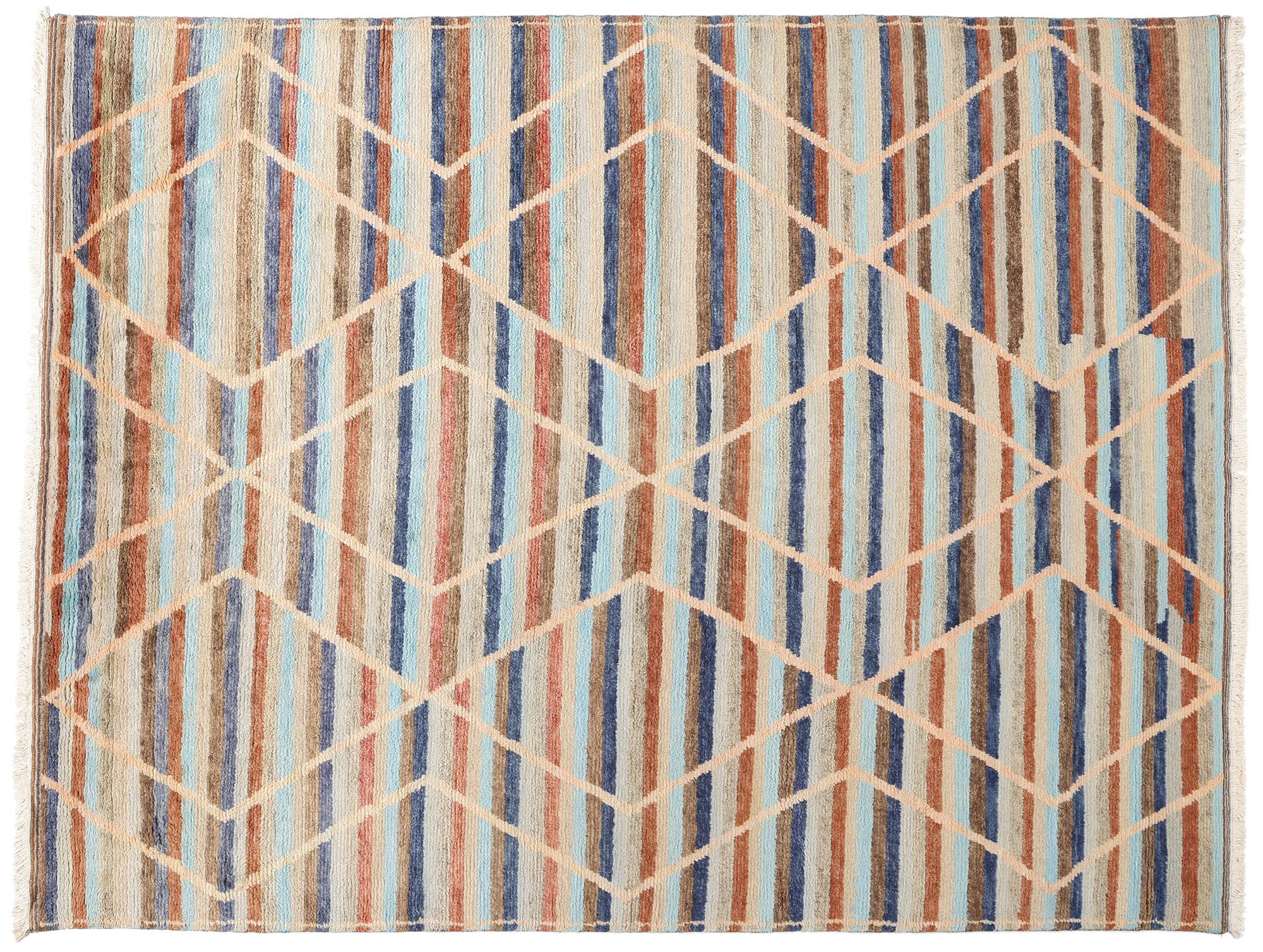 New Diamonds Tapis marocain contemporain à rayures en vente 2