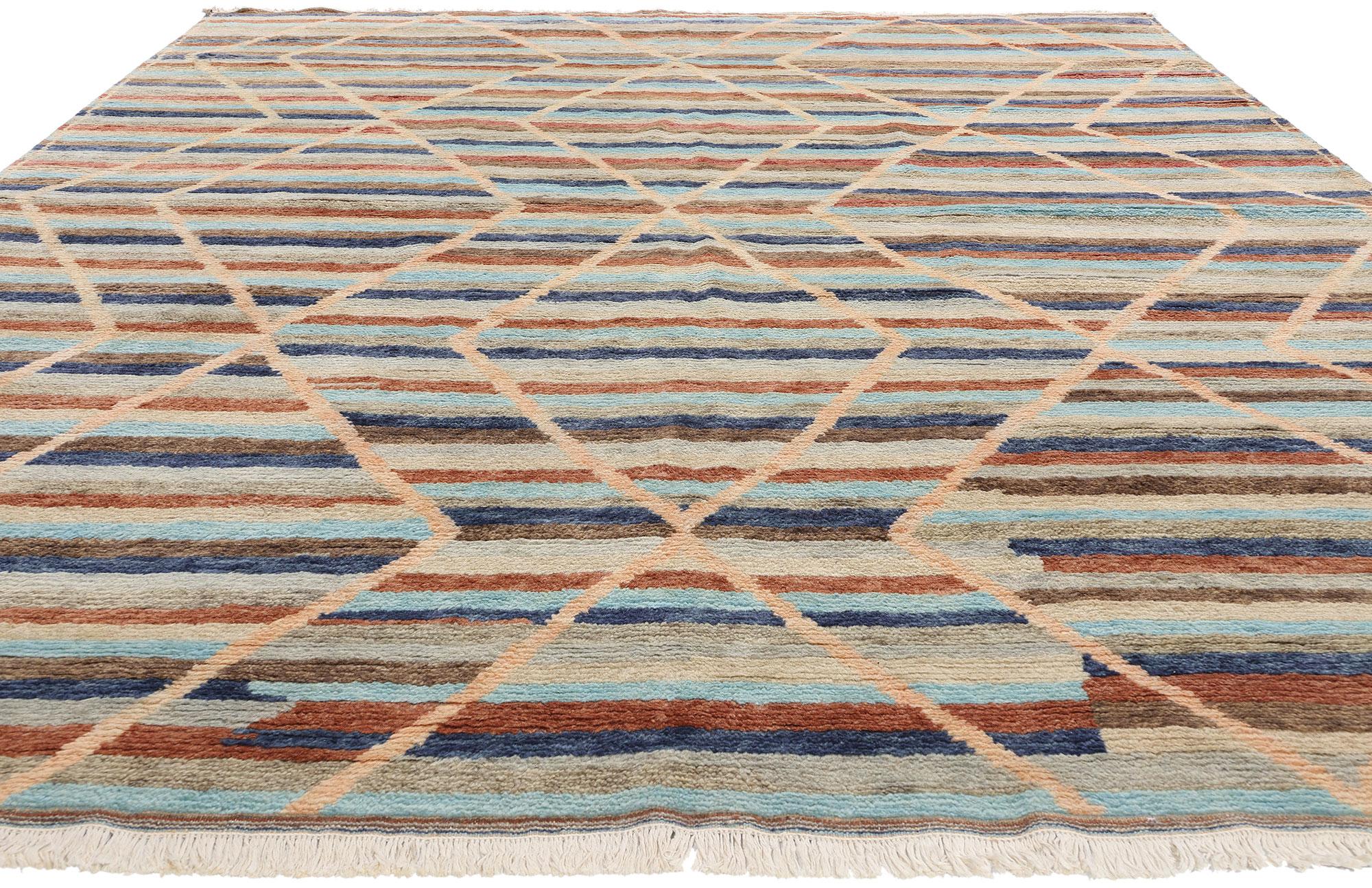 Bohème New Diamonds Tapis marocain contemporain à rayures en vente
