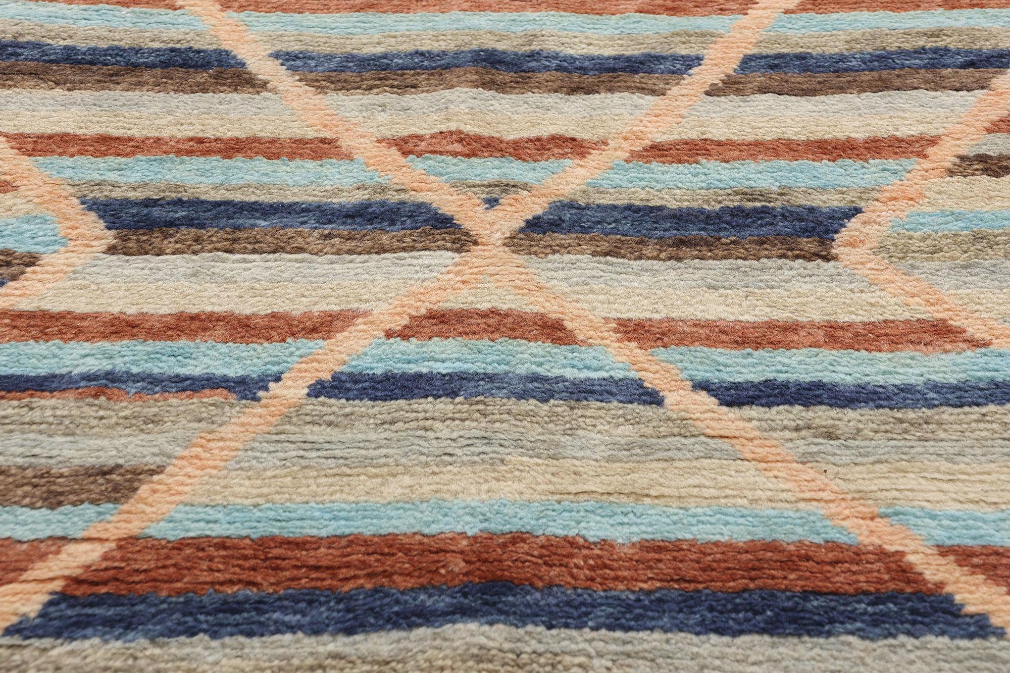 Noué à la main New Diamonds Tapis marocain contemporain à rayures en vente