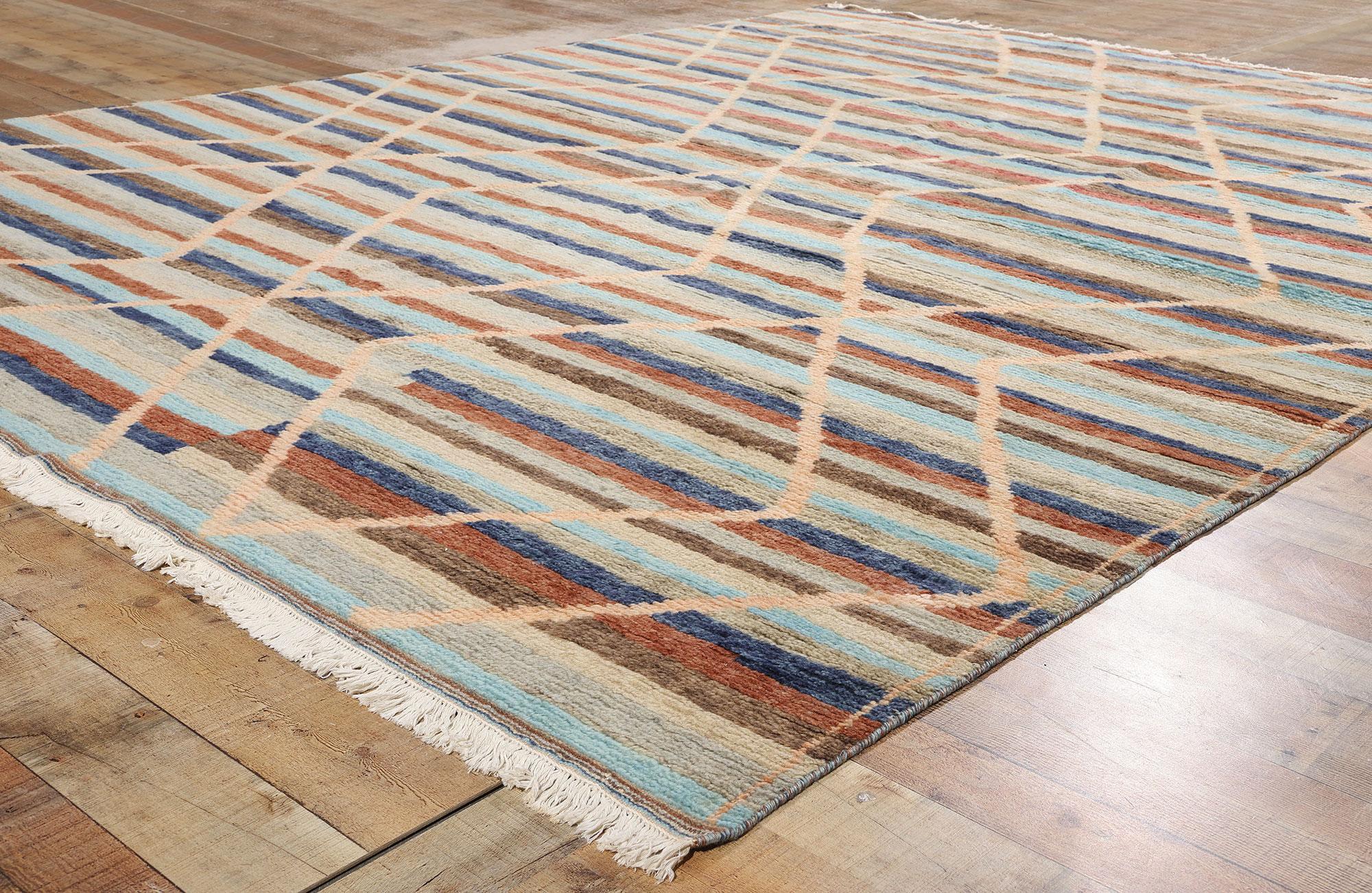 XXIe siècle et contemporain New Diamonds Tapis marocain contemporain à rayures en vente