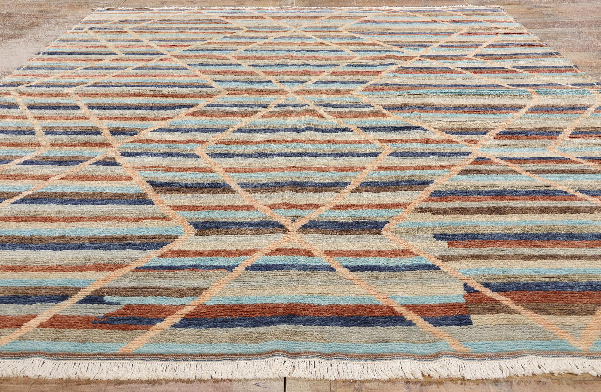 Laine New Diamonds Tapis marocain contemporain à rayures en vente