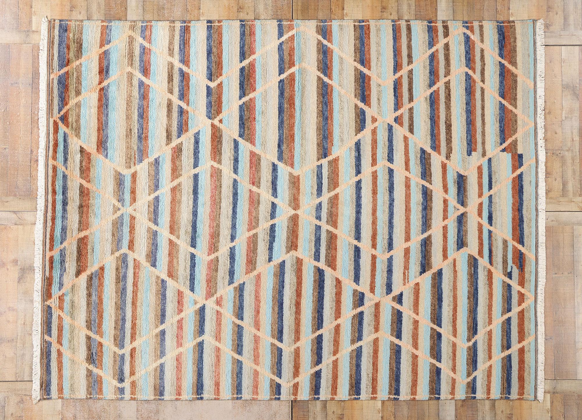 New Diamonds Tapis marocain contemporain à rayures en vente 1