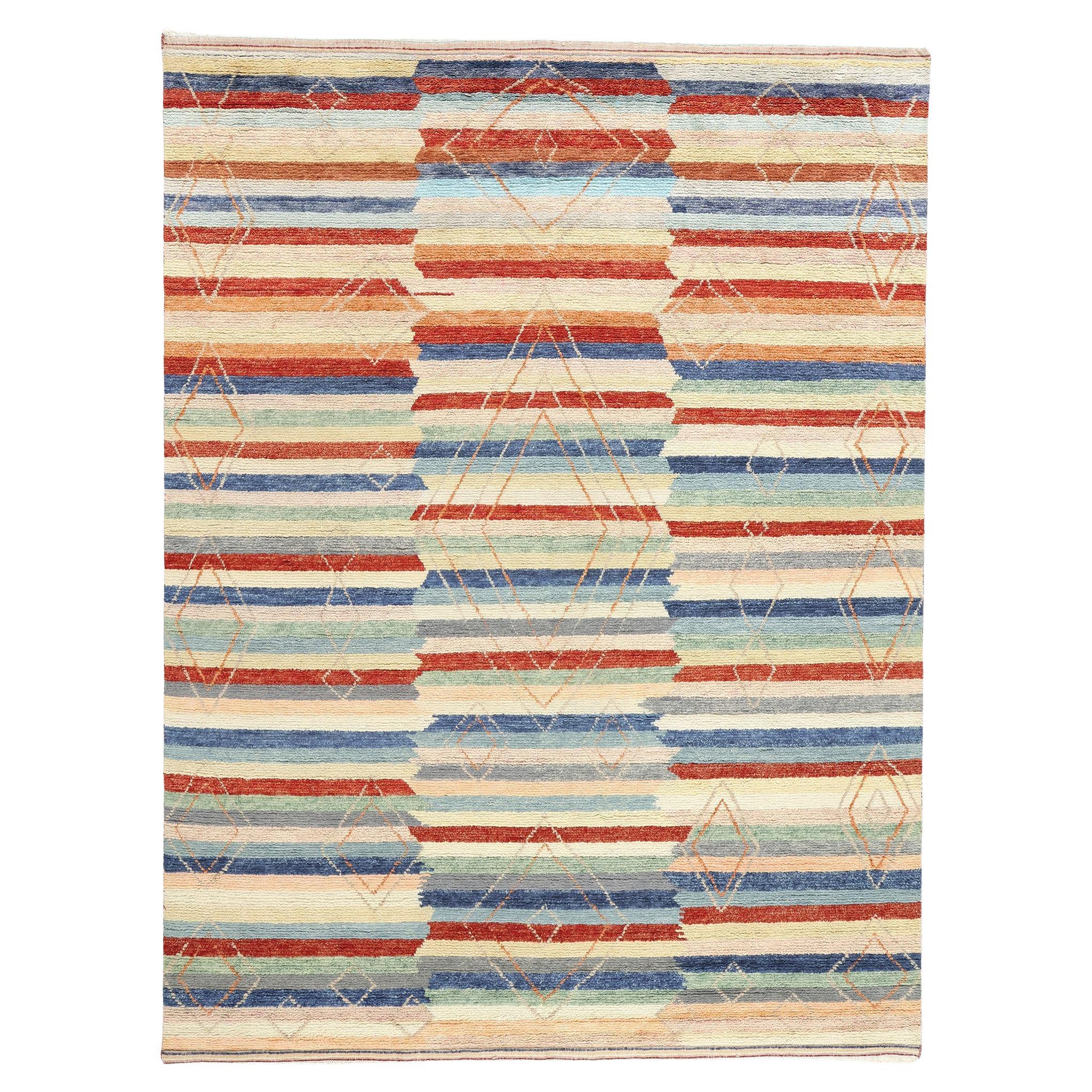 New Diamonds Tapis marocain contemporain à rayures