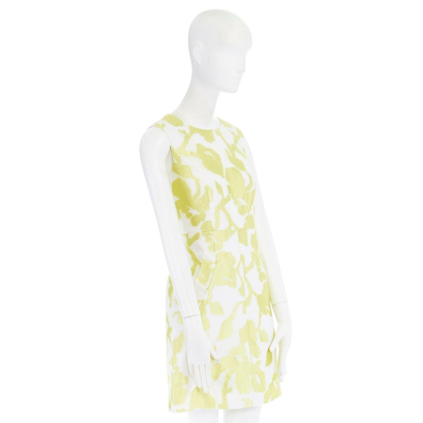 new DIANE VON FURSTERBERG Carpreena white yellow abstract jacquard dress US6 M In Good Condition In Hong Kong, NT