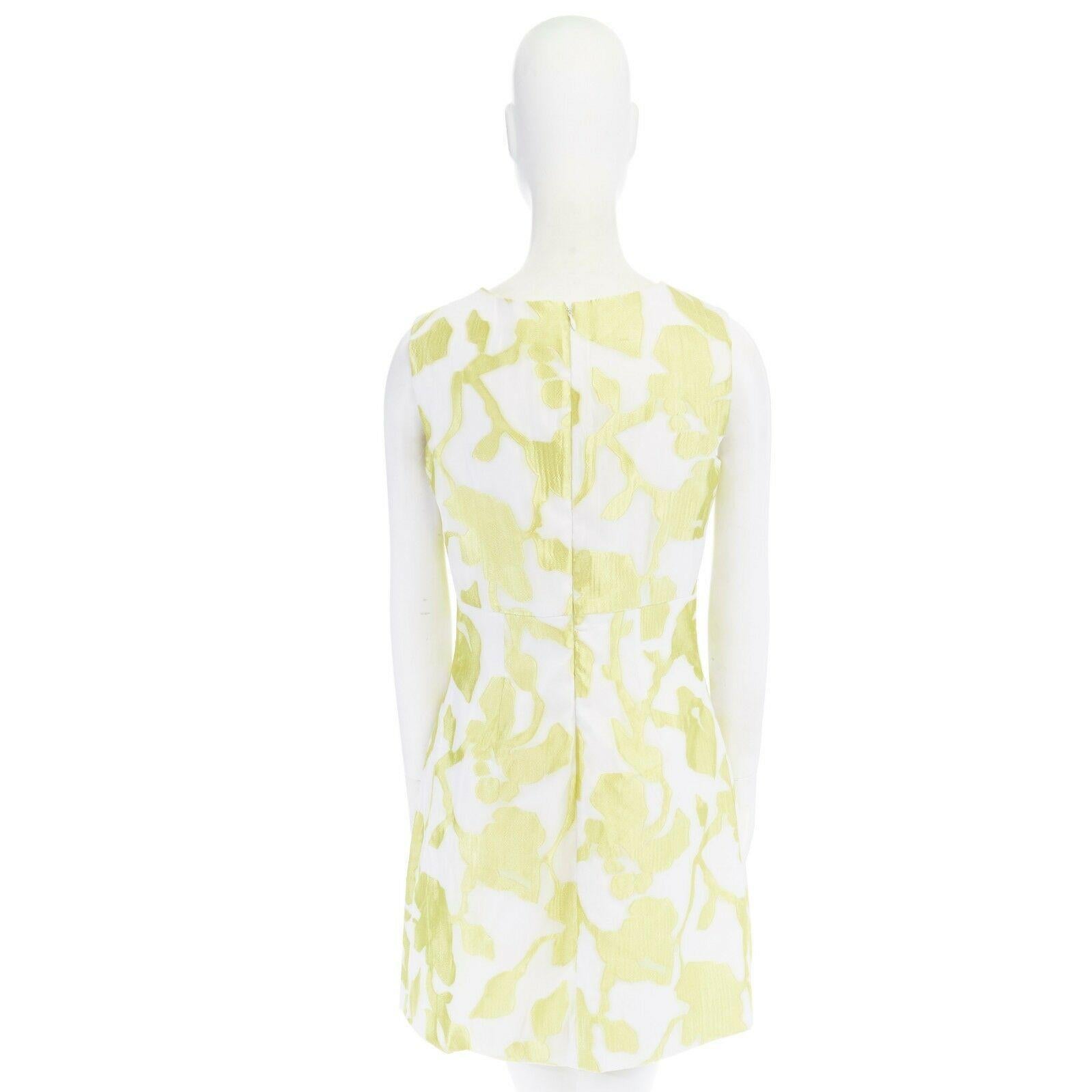 new DIANE VON FURSTERBERG Carpreena white yellow abstract jacquard dress US6 M 1