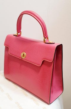 New Didier LaMarthe Paris Pink Leather Lizard Skin Style  Kelly Bag