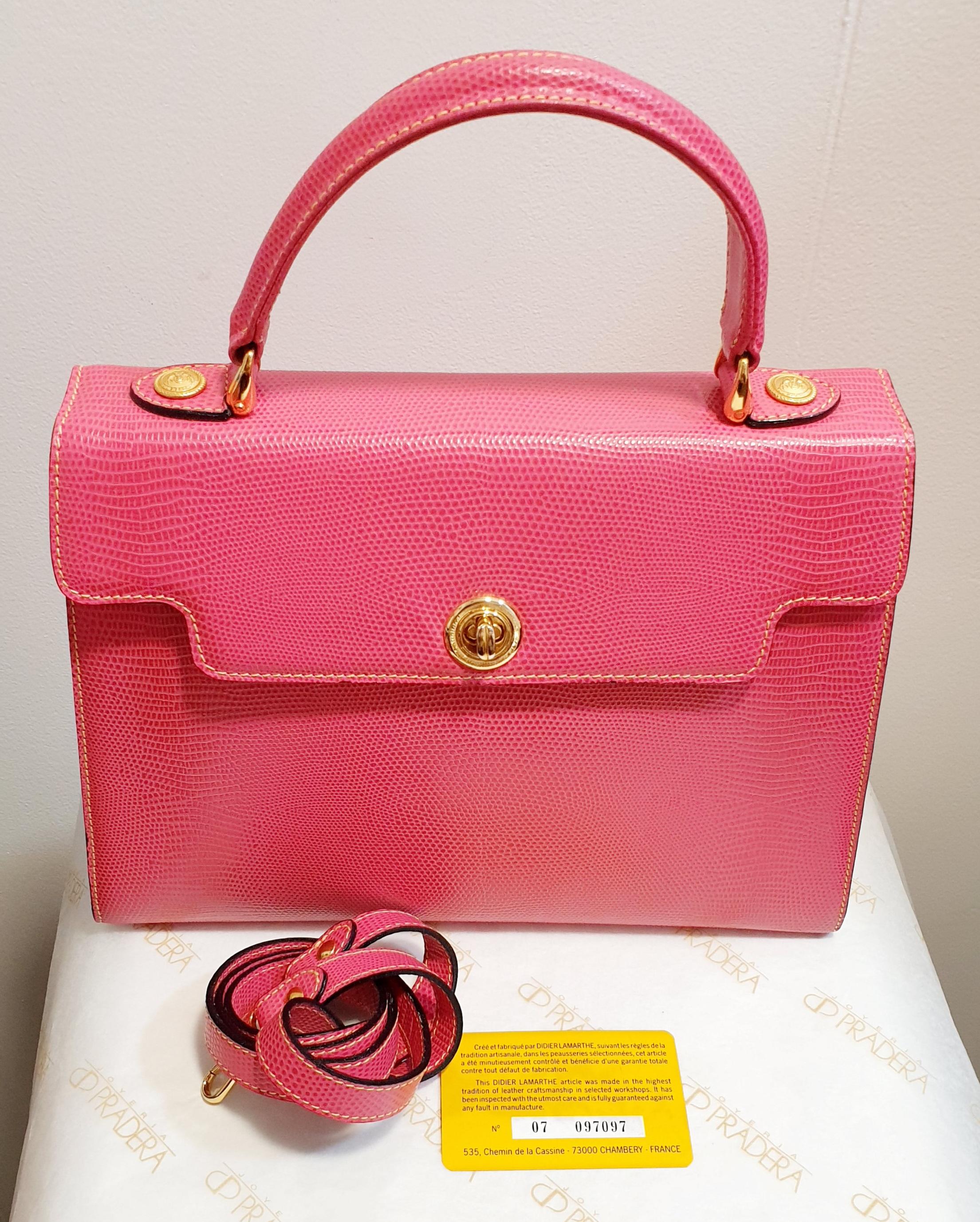 Didier LaMarthe Paris Rosa Leder Eidechsenhaut im Stil von Didier  Kelly Bag 2