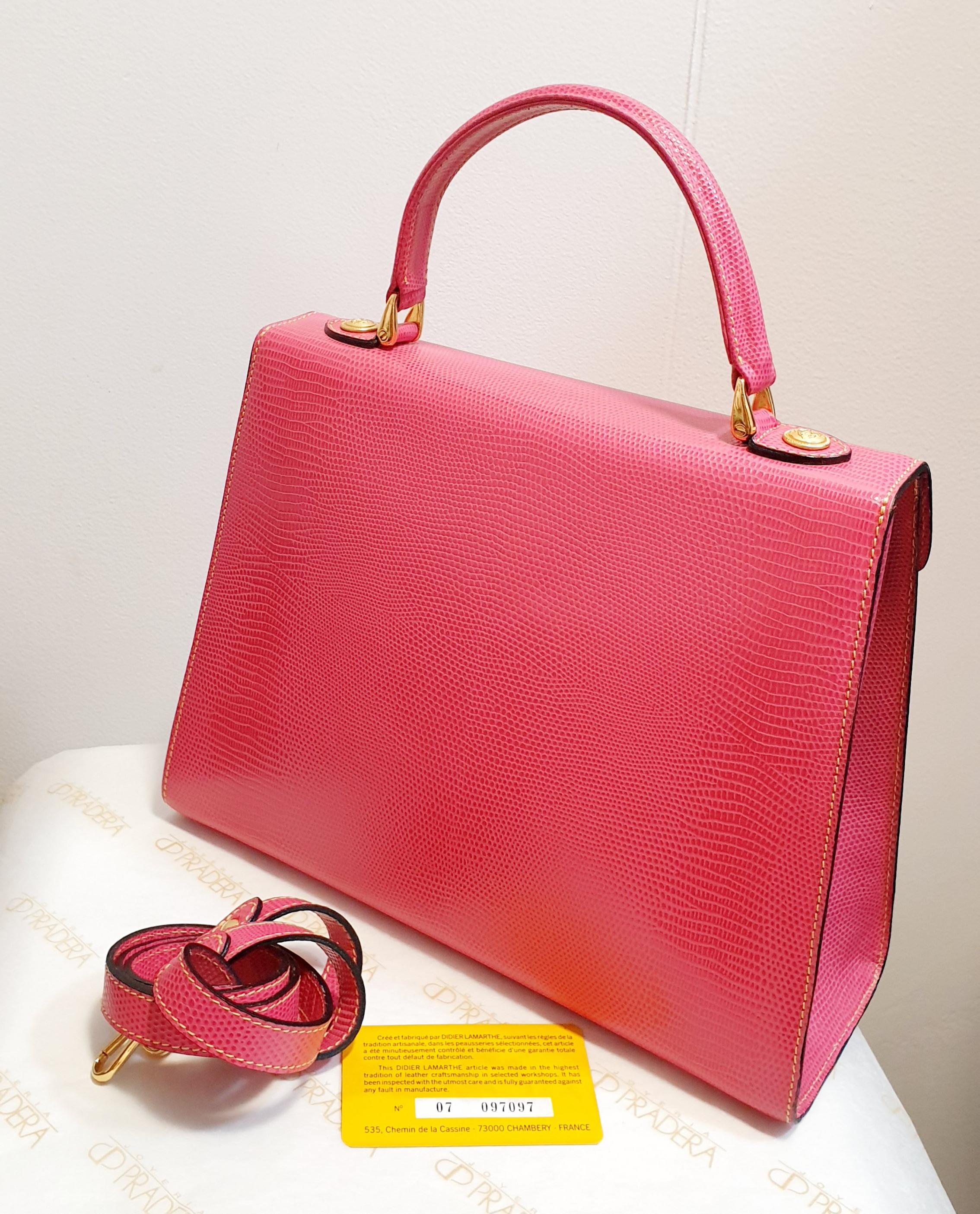 Didier LaMarthe Paris Rosa Leder Eidechsenhaut im Stil von Didier  Kelly Bag 3