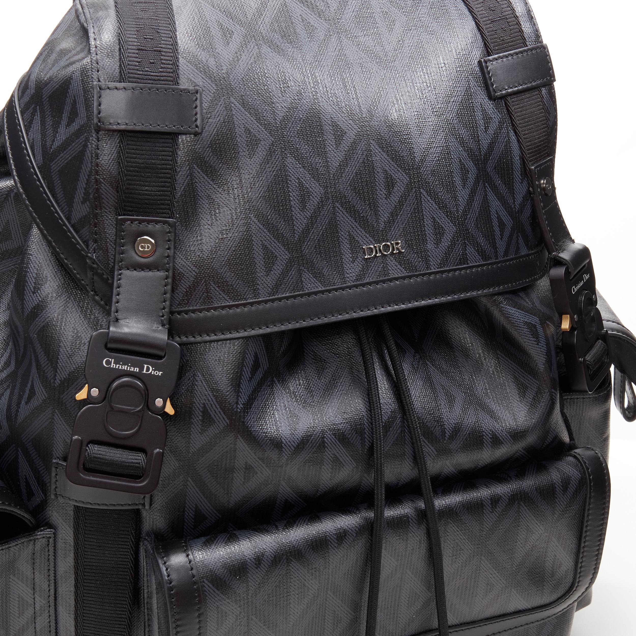 new DIOR 2022 HIt The Road black CD Diamond canvas logo backpack In New Condition In Hong Kong, NT