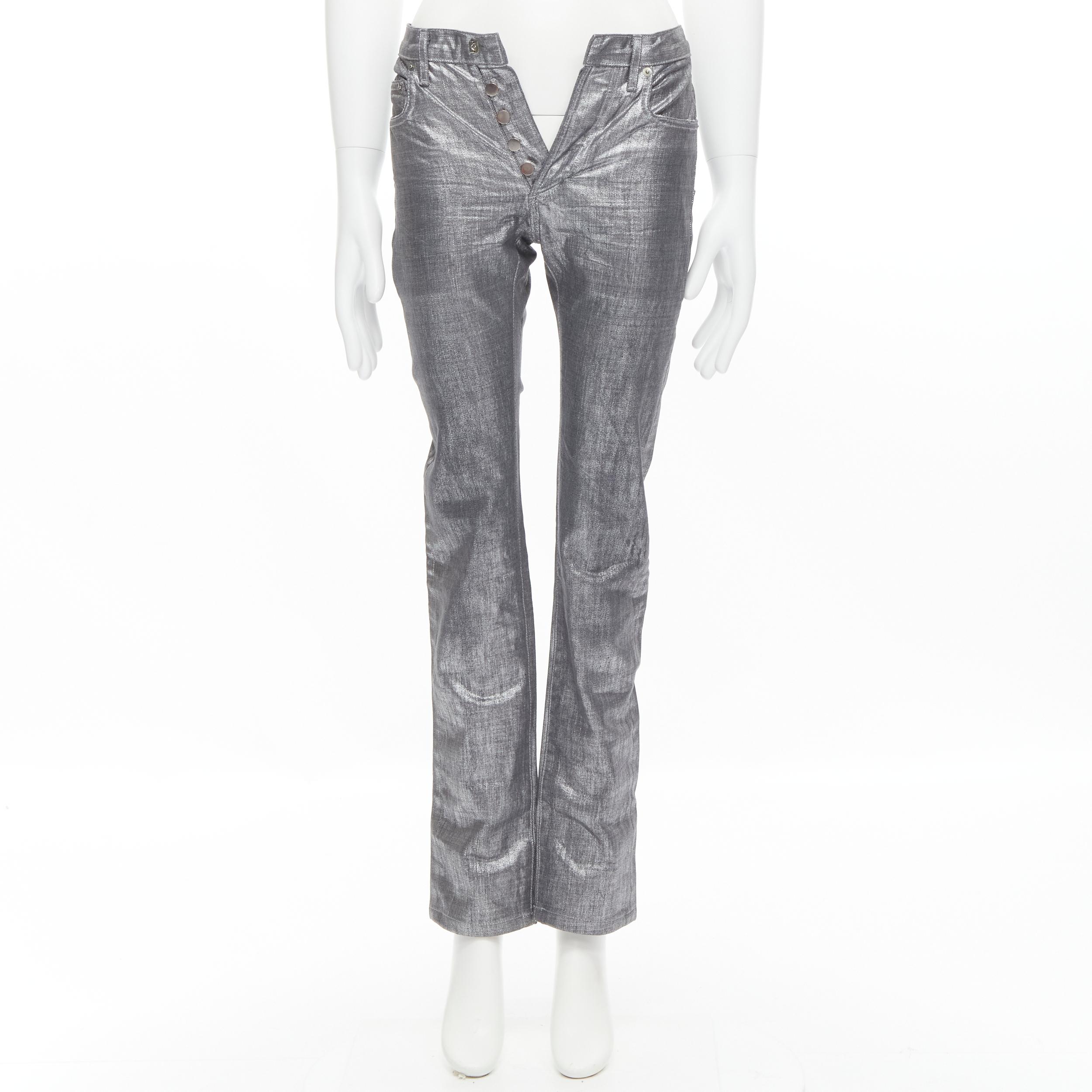 new DIOR HOMME Hedi Slimane 2006 Radioactive silver painted skinny jeans  2