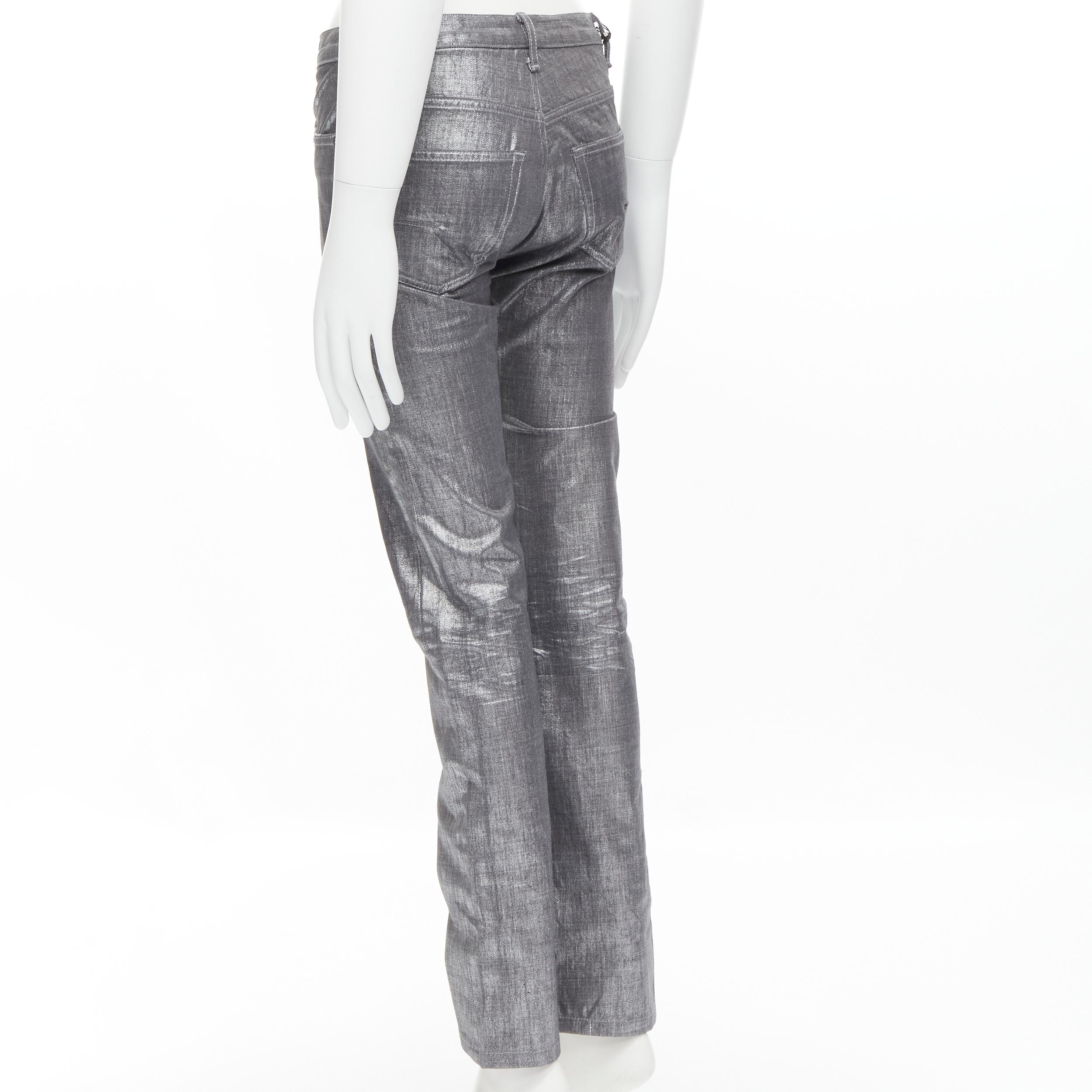 Silver new DIOR HOMME Hedi Slimane 2006 Radioactive silver painted skinny jeans 
