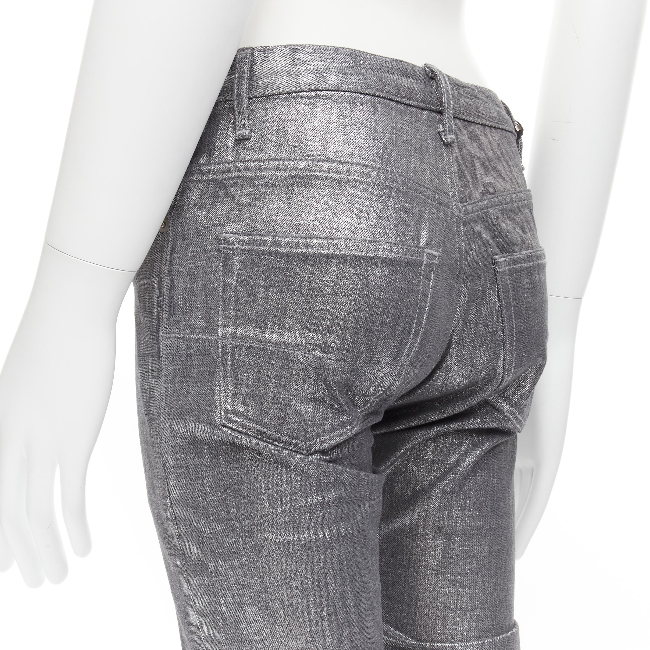 new DIOR HOMME Hedi Slimane 2006 Radioactive silver painted skinny jeans In New Condition In Hong Kong, NT