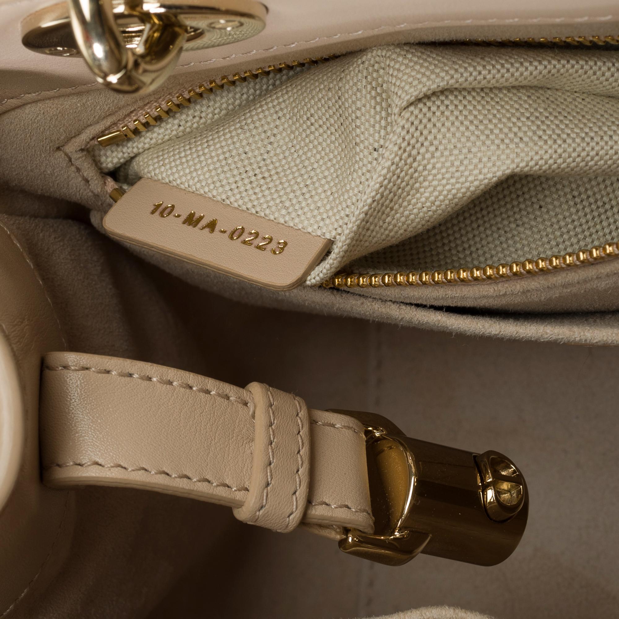 New Dior Lady 95.22 handbag strap in beige cannage leather, GHW 4
