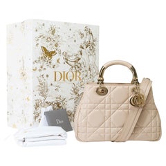 New Dior Lady 95.22 handbag strap in beige cannage leather, GHW