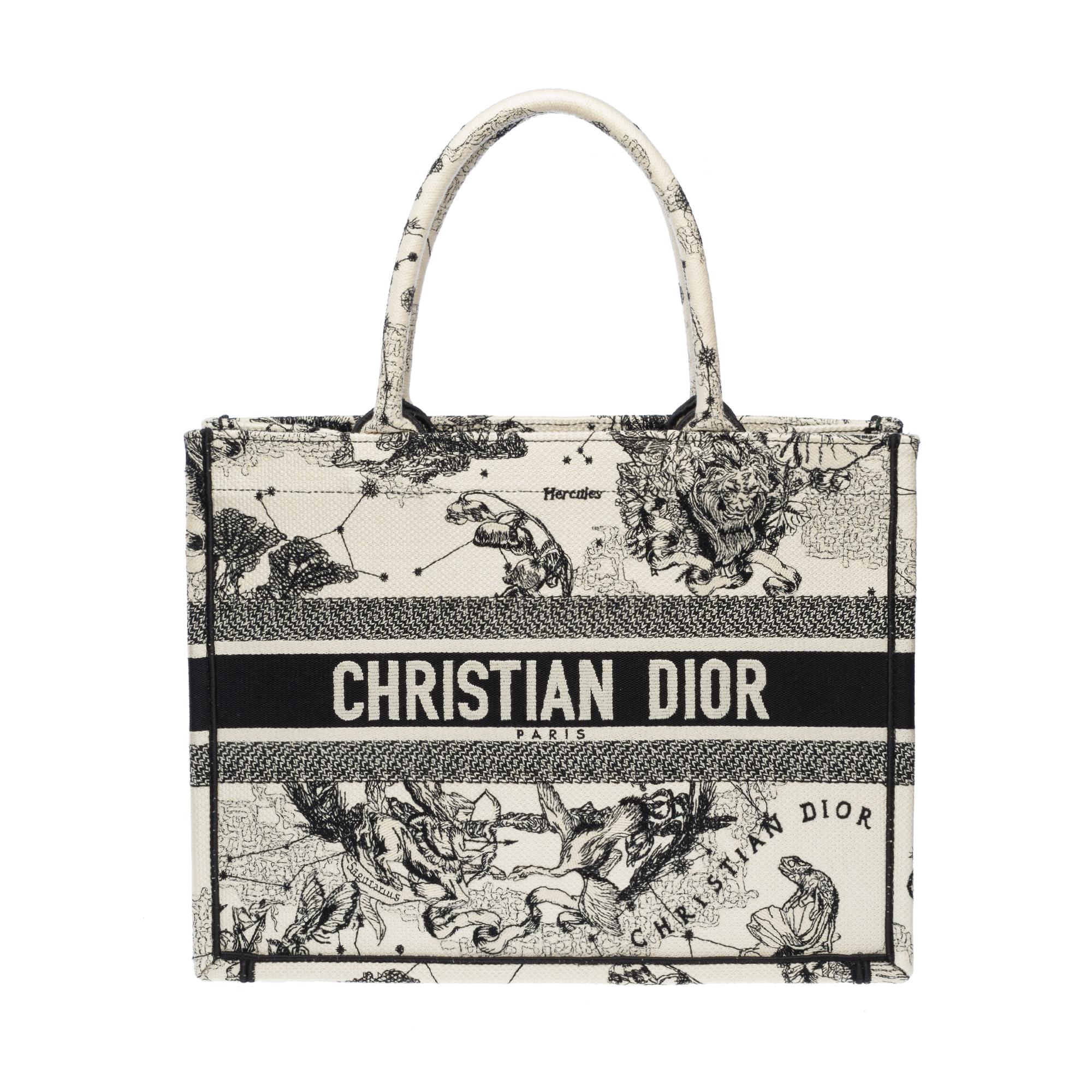 New Dior Medium Book Tote bag in white and blue Toile de Jouy In New Condition For Sale In Paris, IDF