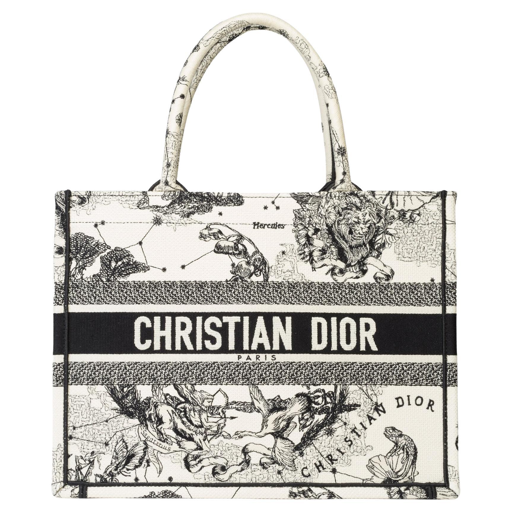New Dior Medium Book Tote bag in white and blue Toile de Jouy For Sale