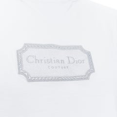 new DIOR MEN 2022 Runway Kim Jones Couture grey embroidery white boxy tshirt M