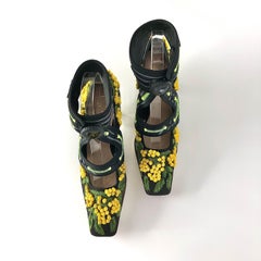 NEW Dior 62-22 x Roger Vivier Mimosas Floral Kitten Heel Maryjane Pumps 36.5