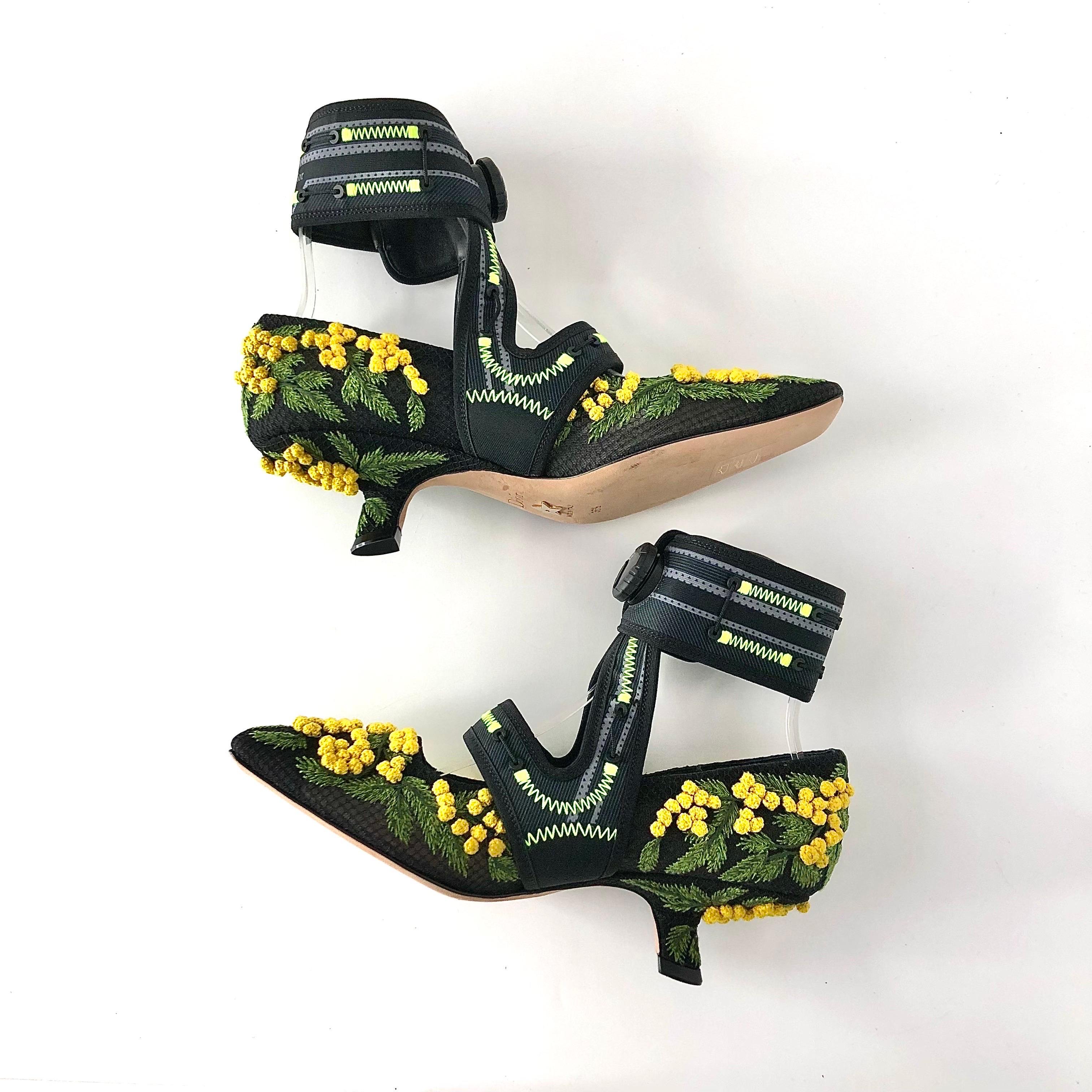 NEW Dior x Roger Vivier Mimosas Floral Kitten Heel Maryjane Pumps 36.5 Damen im Angebot