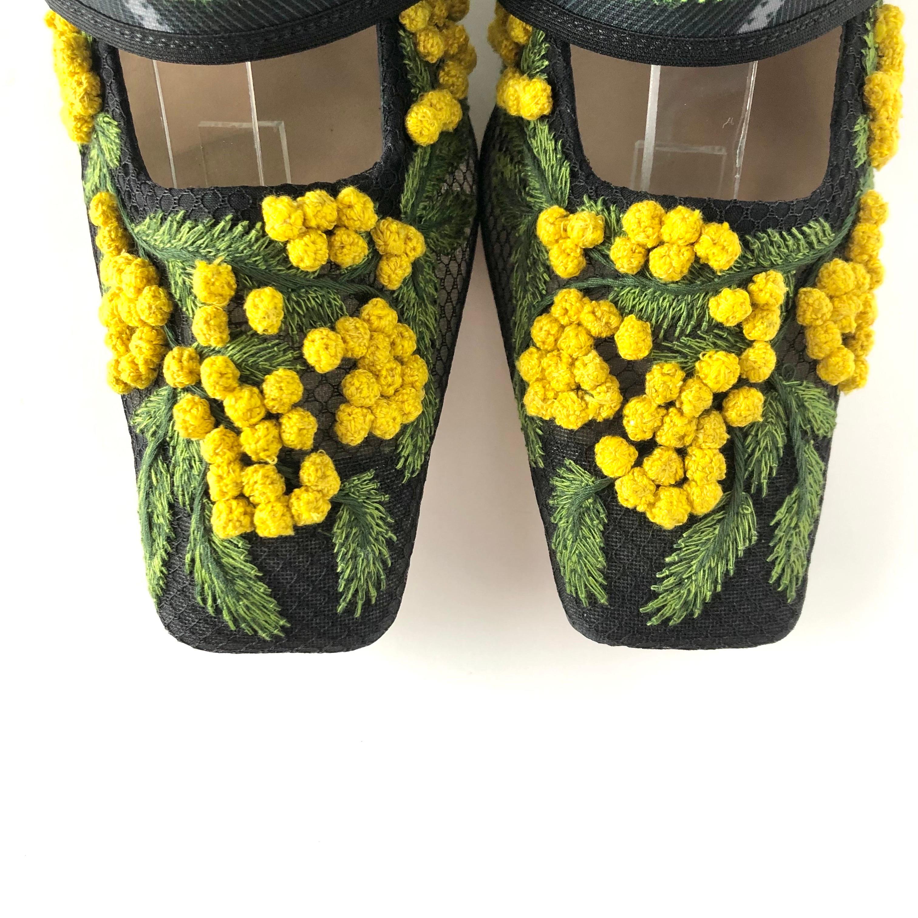 NEW Dior x Roger Vivier Mimosas Floral Kitten Heel Maryjane Pumps 36.5 im Angebot 1