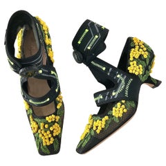 NEW Dior x Roger Vivier Mimosas Floral Kitten Heel Maryjane Pumps 36.5