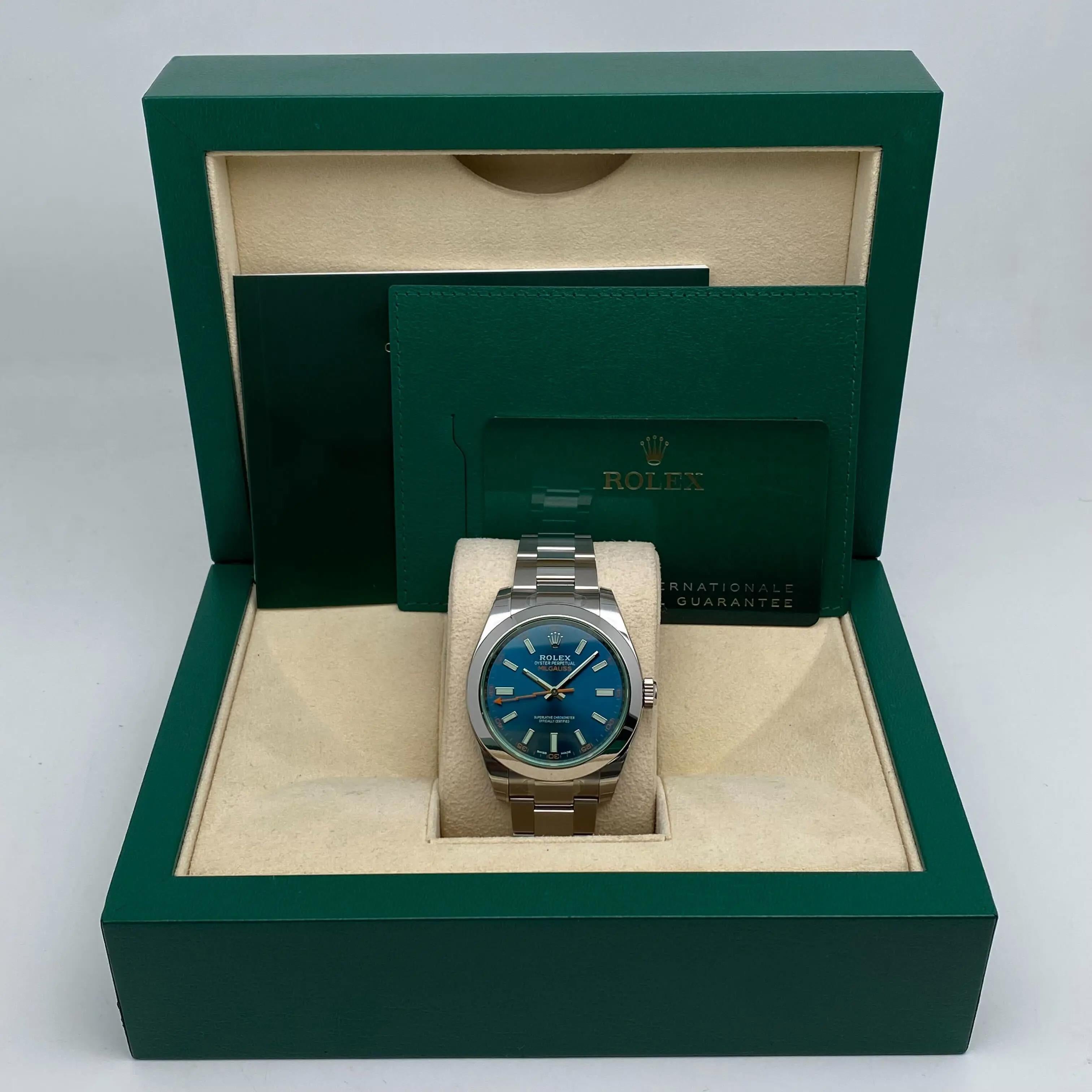 NUEVO Reloj descatalogado Rolex Milgauss 40 Acero Z Esfera azul 116400GV en venta