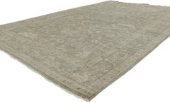 New Distressed Oushak Rug with Vintage Style